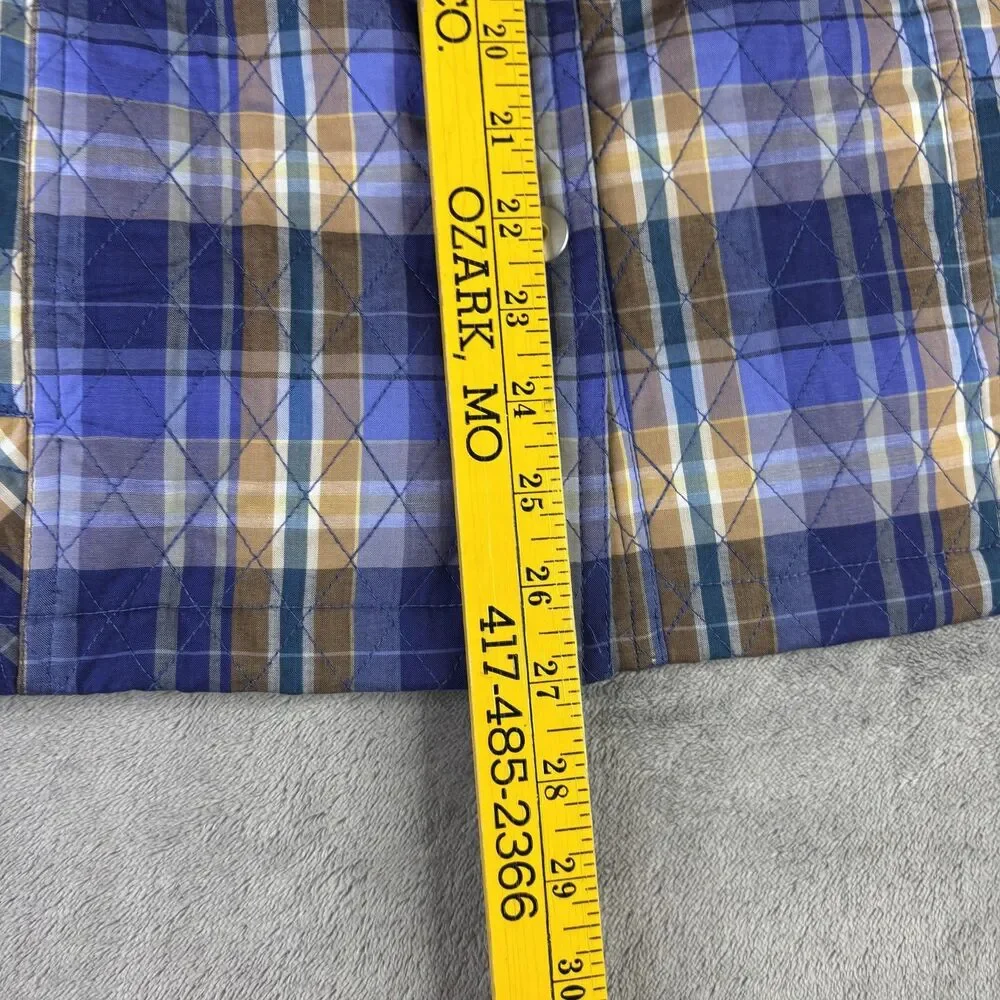 CJ Banks Vest Womens 2X Blue Plaid‎ Quilted Button Front Pockets Lined 20/22W